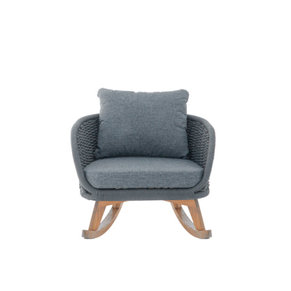 Elarvasir Contemporary Minimalist Beige Wicker Rocking Chair with Soft Polyester Cushions