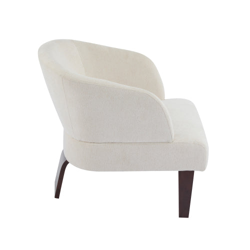 ‌Mossly Modern Accent Chair with Round Back & Wooden Legs - Mid-Century Inspired Lounge Chair for Living Room, Bedroom