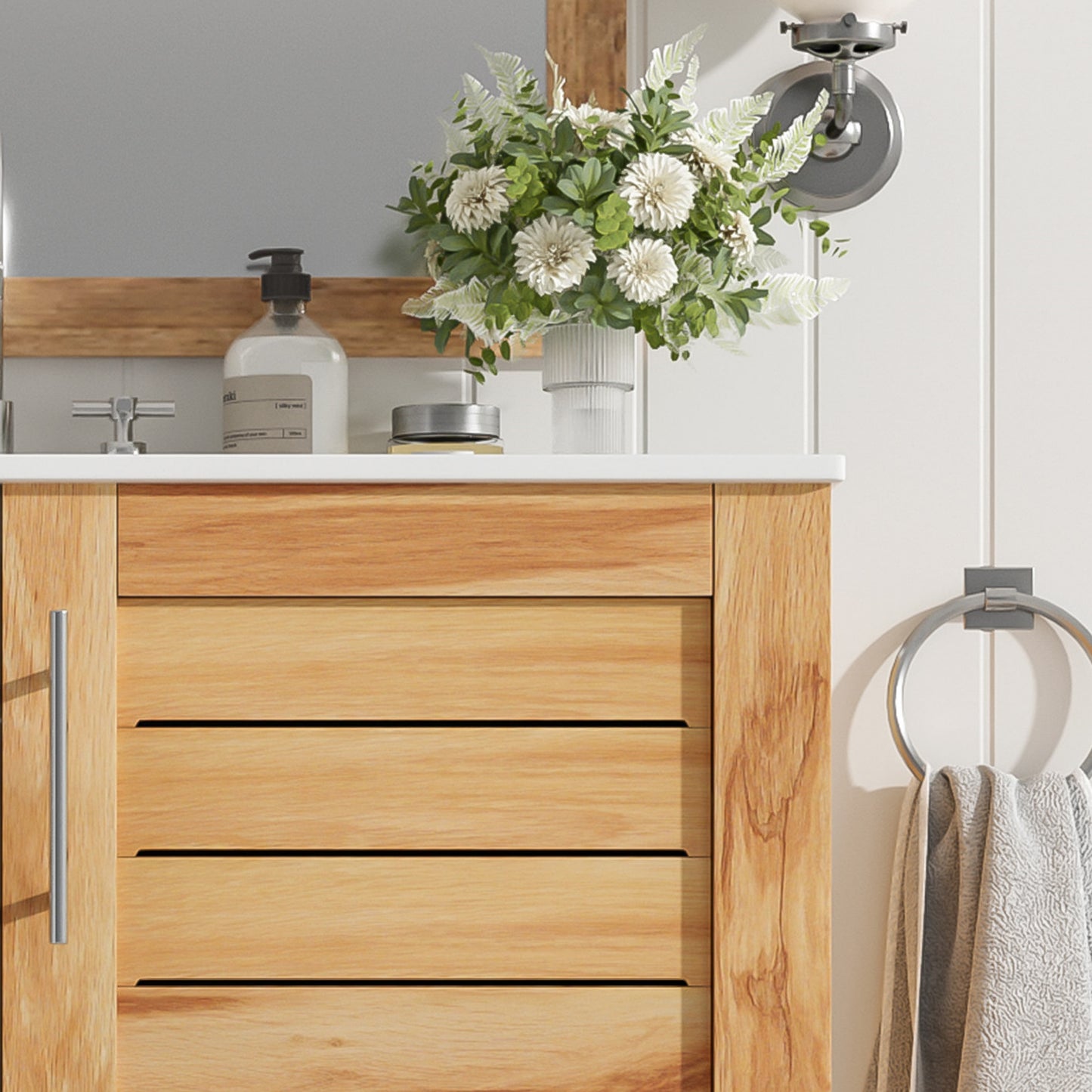 Decolette Mid-Century Modern Bathroom Vanity Cabinet with One Sink