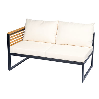 Ezra Outdoor 4-piece Acacia Wood and Metal Patio Sofa Corner Set