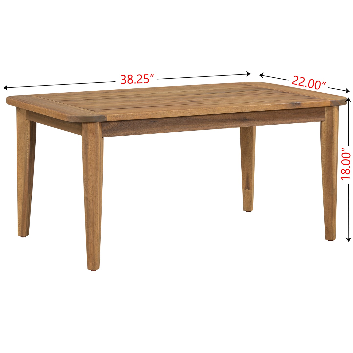 Oriona Outdoor Patio Acacia Wood Coffee Table, Teak + Beige