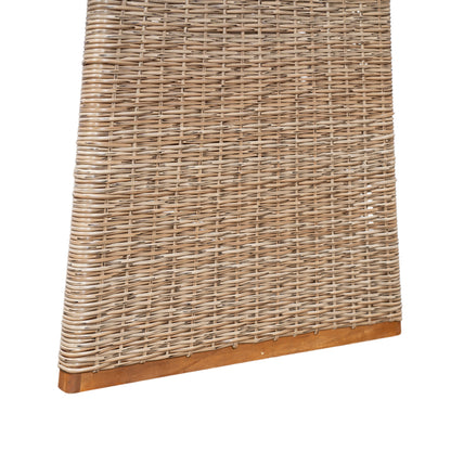 Vireor Outdoor Acacia Wood Dining Table,Slatted Tabletop and Handwoven Rattan Legs