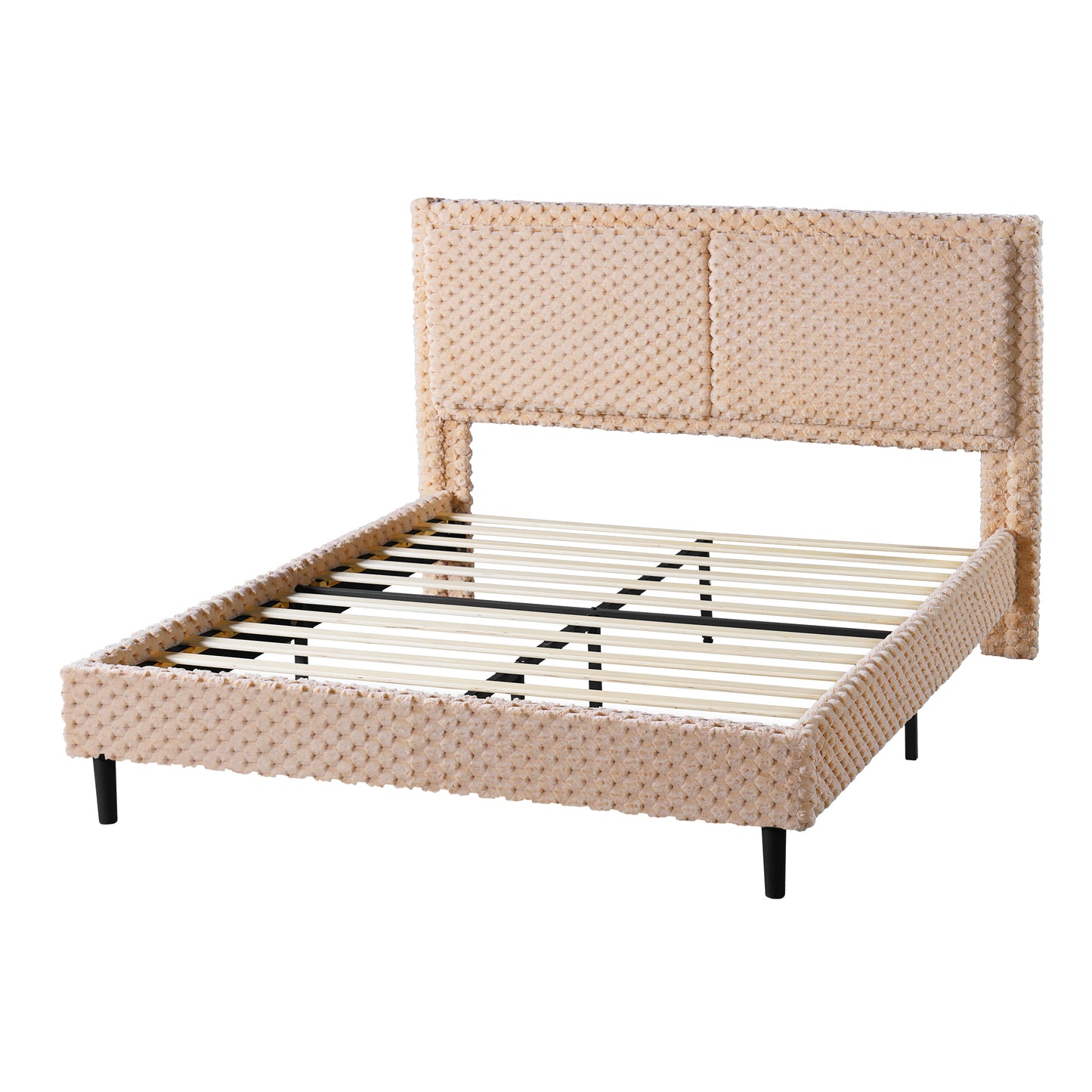 Fessil Simple Modern Plush Soft Bed Comfortable Backrest Bedroom Bed