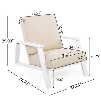 Youssef Patio Lounge Chair, Outdoor Club Chair with Beige Cushion