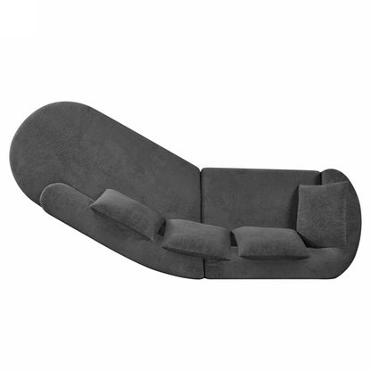 Orellar 116" Modern Curved Sectional Sofa with High-Density Fully Compressed Sponge and Chaise Lounge, Pearl Upholstery