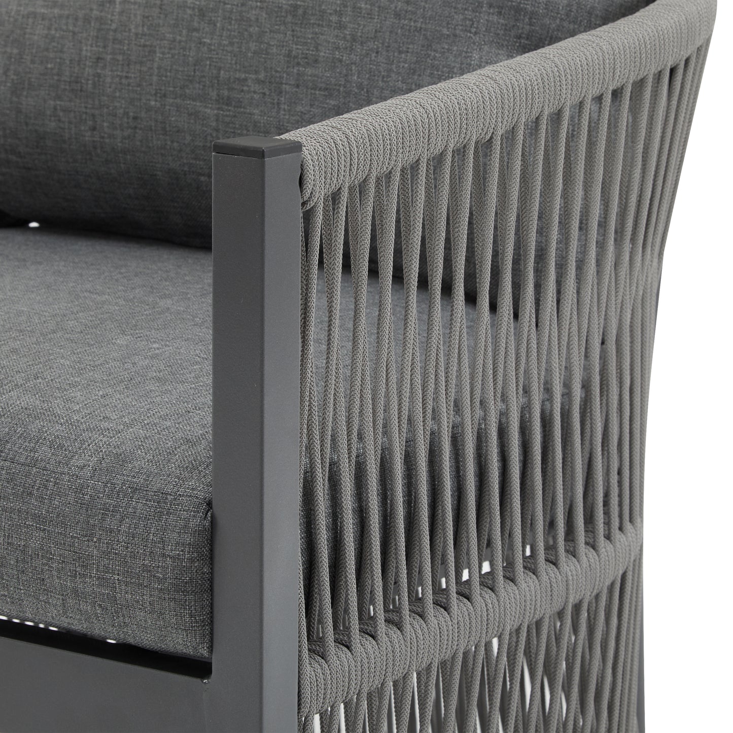 Thalia Modern Curved Aluminum Lounge Chair with Stylish Rope-Weave Design