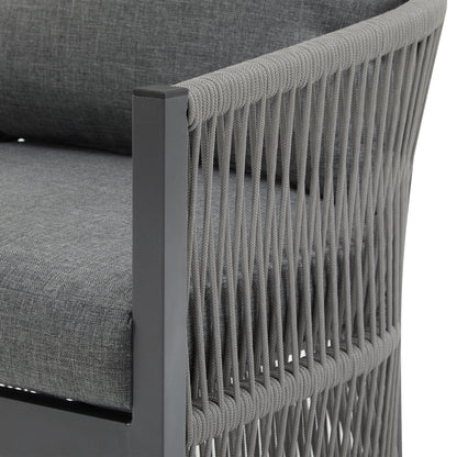 Thalia Modern Curved Aluminum Lounge Chair with Stylish Rope-Weave Design