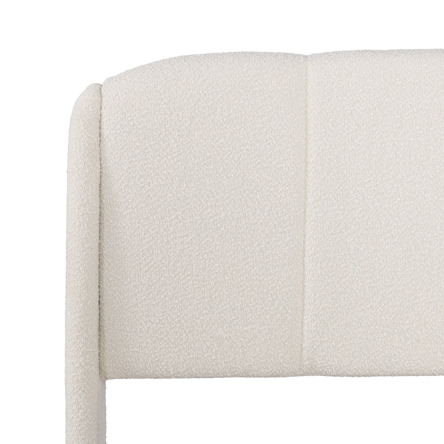 Florian Platform Bed, Soft Boucle Fabric Upholstered Platform bed with Curve-Shaped Design Headboard