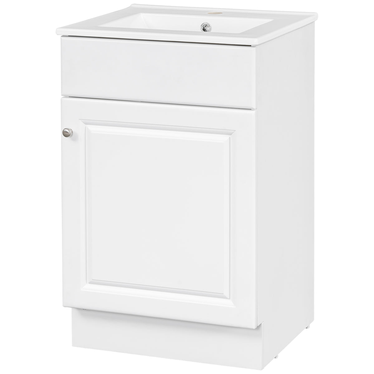 Effervescent Vanes Wood Frame 20" Bathroom Vanity with Ceramic Sink, Cabinet with Soft-Closing Door Shelf and Adjustable Shelf, Open Back, Metal Hardware, Storage/Organizer, White