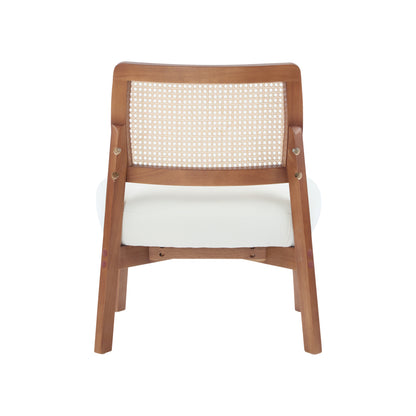 Aphex Modern Beige Lounge Chair with Woven Backrest, Sturdy Wooden Frame,Set of 2