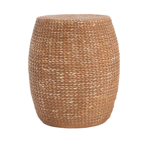 Nydiy Outdoor Patio Drum-Shaped MGO Side Table, Brown