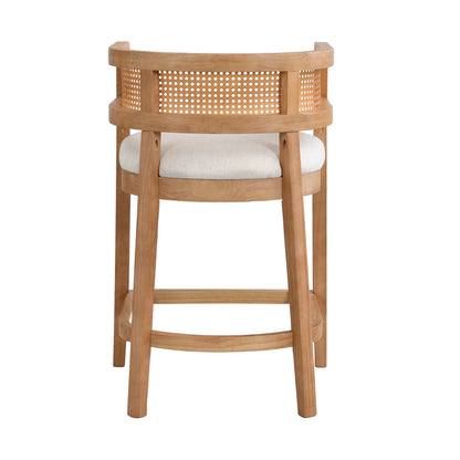 Isidore Wood And Rattan Upholstered Arm Counter Stools,Set of 2