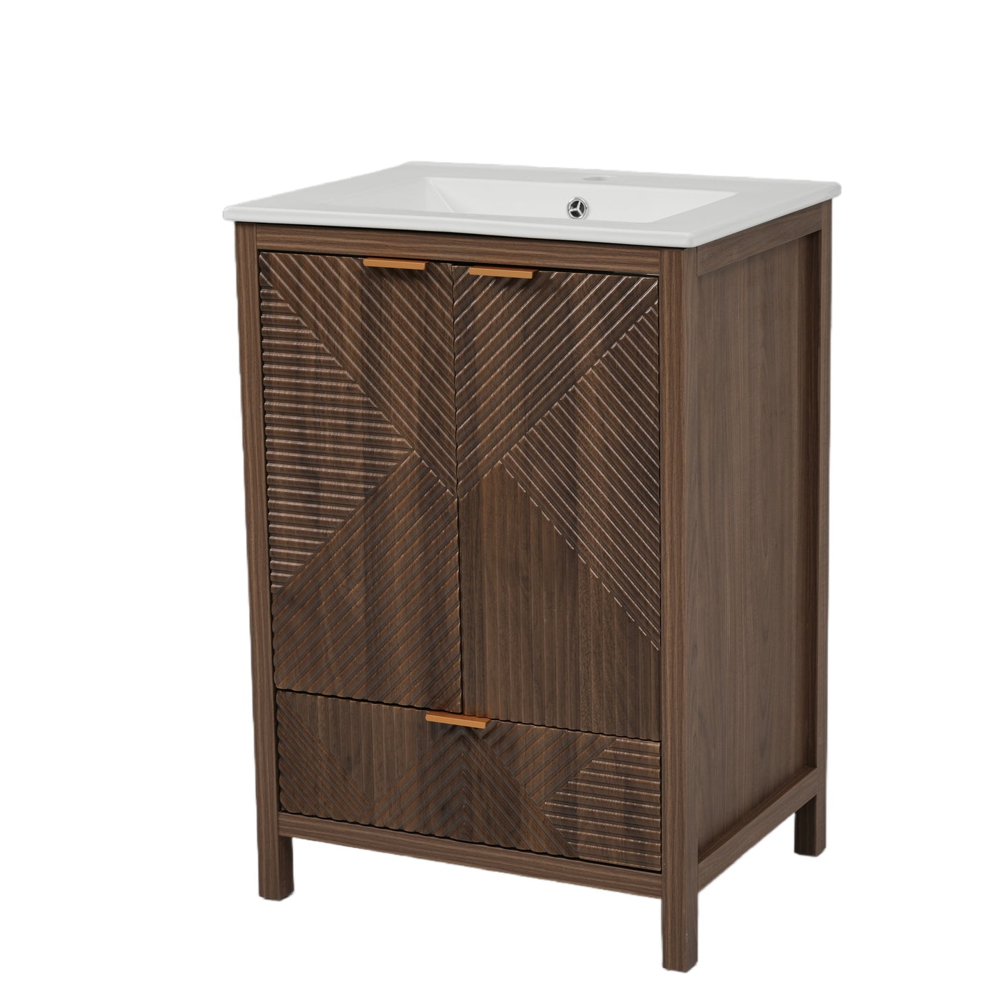 Felix 24 Inches Bathroom Vanity with Sink Combo, Modern Bathroom Vanity with Single Faucet Hole, Textured Door Panels