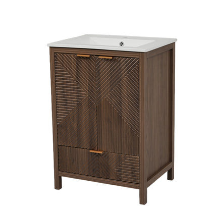 Felix 24 Inches Bathroom Vanity with Sink Combo, Modern Bathroom Vanity with Single Faucet Hole, Textured Door Panels