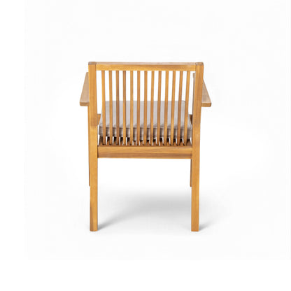 Somasilen 5-Piece Acacia Wood Outdoor Dining Set, Patio Table & Chairs with Cushions, Slatted Tabletop