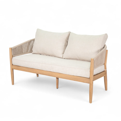 Veronia Outdoor Patio Acacia Wood Chat Set,Include 2 Club Chairs,1 Coffee Table,Loveseat.