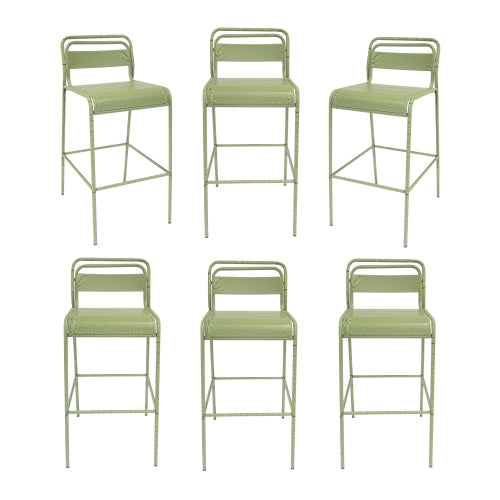 Liam Outdoor Patio Bar Stools, Iron, Set of 6