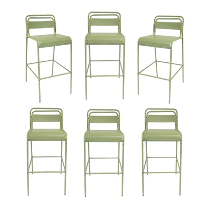 Liam Outdoor Patio Bar Stools, Iron, Set of 6