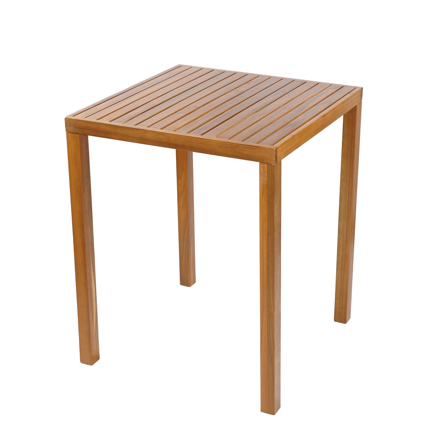 Tylarion Outdoor Acacia Wood Bar Table - Minimalistic Rectangular Slatted Design