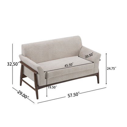 Aeionius Modern Indoor Boucle Loveseat with Flared Arms, Upholstered Fabric Sofa