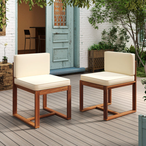 Zephyra Modern Outdoor Patio Acacia Wood Dining Chairs with Cushions