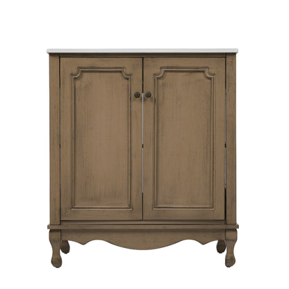 Orion 30" Vintage Bathroom Vanity with Ceramic Sink, Bathroom Vanity Cabinet,Antique Brown