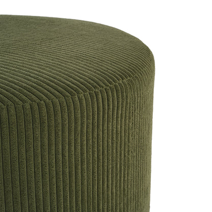 Harbinger GAVI Corduroy Ottoman Foot Stool, 30" Pouf Footstool Ottoman Seat, Upholstered Foot Chair, Round Footrest, Modern Side Table for Living Room Bedroom Home Decor, Olive Green