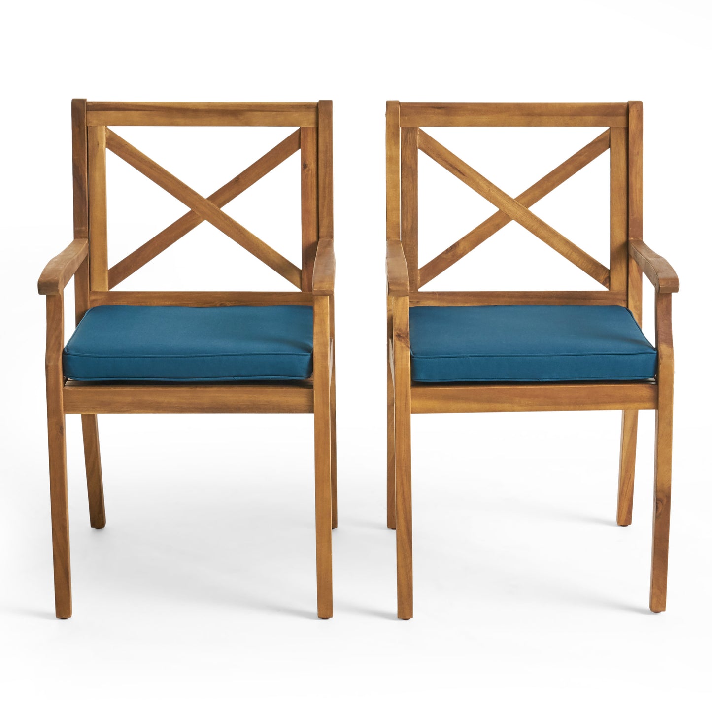 Peter Outdoor Acacia Wood Dining Chair (Set of 2