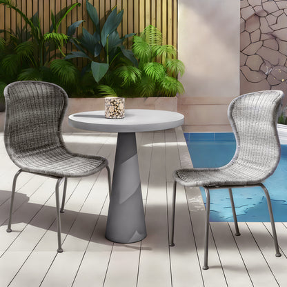 Boho Outdoor Wicker Dining Chair Curved Scroll Back,Set of 2