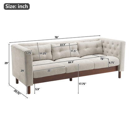 Noirae Upholstered Sofa Modern 3-seater Sofa Couch with Tufted