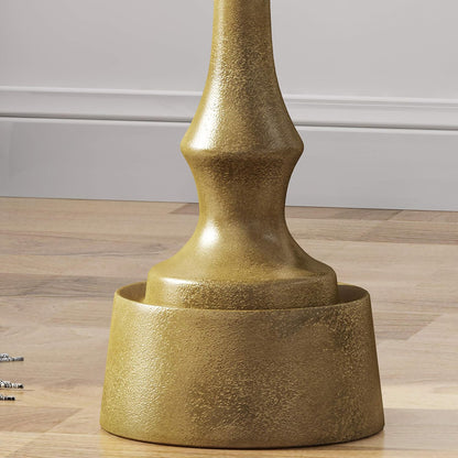 ‌Elowene Modern Aluminum Accent Table, Raw Brass