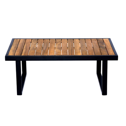 Ezra Outdoor 4-piece Acacia Wood and Metal Patio Sofa Corner Set