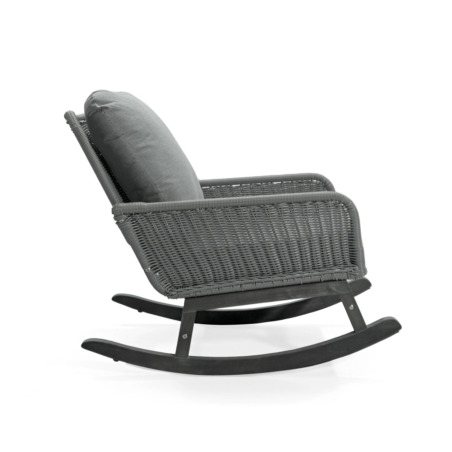 Elarcanium Contemporary Minimalist Gray Wicker Rocking Chair with Polyester Cushions