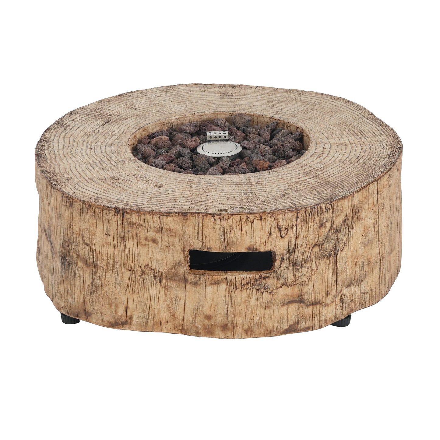 Morvyn Outdoor Fire Pit & Side Table Set – 30, 000BTU Propane Fire Pit + 16x20" Tank Holder,Brown