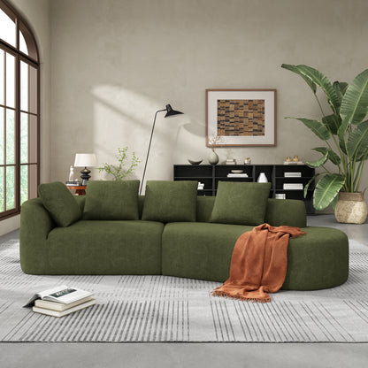 Orellar 116" Modern Curved Sectional Sofa with High-Density Fully Compressed Sponge and Chaise Lounge, Pearl Upholstery
