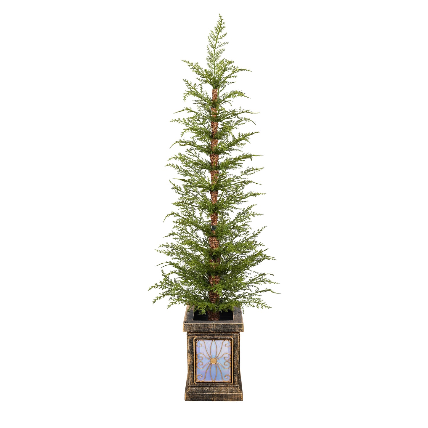 Dorian 4ft Pre-Lit Artificial Christmas 2-Piece with high-quality PE material,Set Easy Assembly,Potted stand