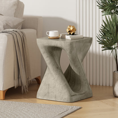 Woanar MGO Twist Shape Side Table, Wood-like texture