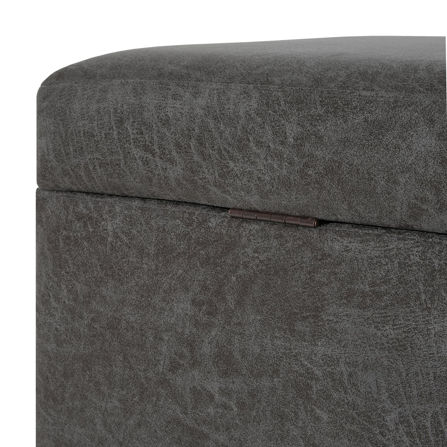 Hopehorizon Rectangle Chenile Solid Wood Storage Ottoman Chenille