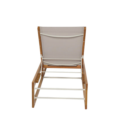 Leavitt Outdoor Mesh and Wood Adjustable Chaise Lounges, Set of 2