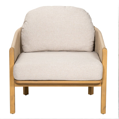 Ylaenor Outdoor Wood Club Chair, with Cushion
