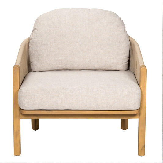 Ylaenor Outdoor Wood Club Chair, with Cushion