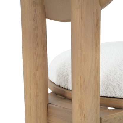Ardene Polyester Beige Fabric Dining Chair with wooden frame (Set of 2)