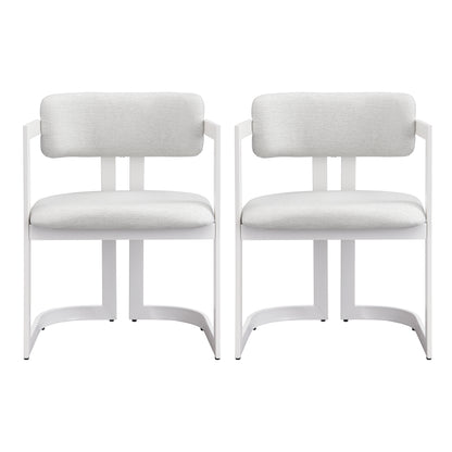 ‌Dashiell Upholstered Dining Chairs,Fabric Metal Frame Armchairs,Set of 2