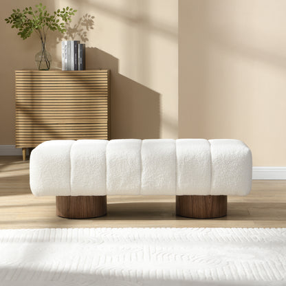 Sylithar Chenille Fabric Upholstered Dining Bench, End of Bed Entryway Bench Ottoman