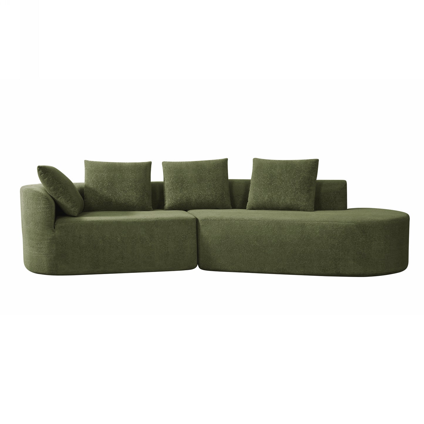 Orellar 116" Modern Curved Sectional Sofa with High-Density Fully Compressed Sponge and Chaise Lounge, Pearl Upholstery