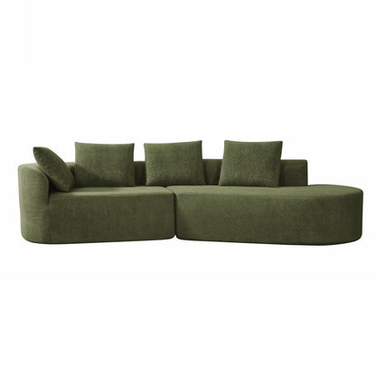Orellar 116" Modern Curved Sectional Sofa with High-Density Fully Compressed Sponge and Chaise Lounge, Pearl Upholstery