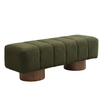 Sylithar Chenille Fabric Upholstered Dining Bench, End of Bed Entryway Bench Ottoman