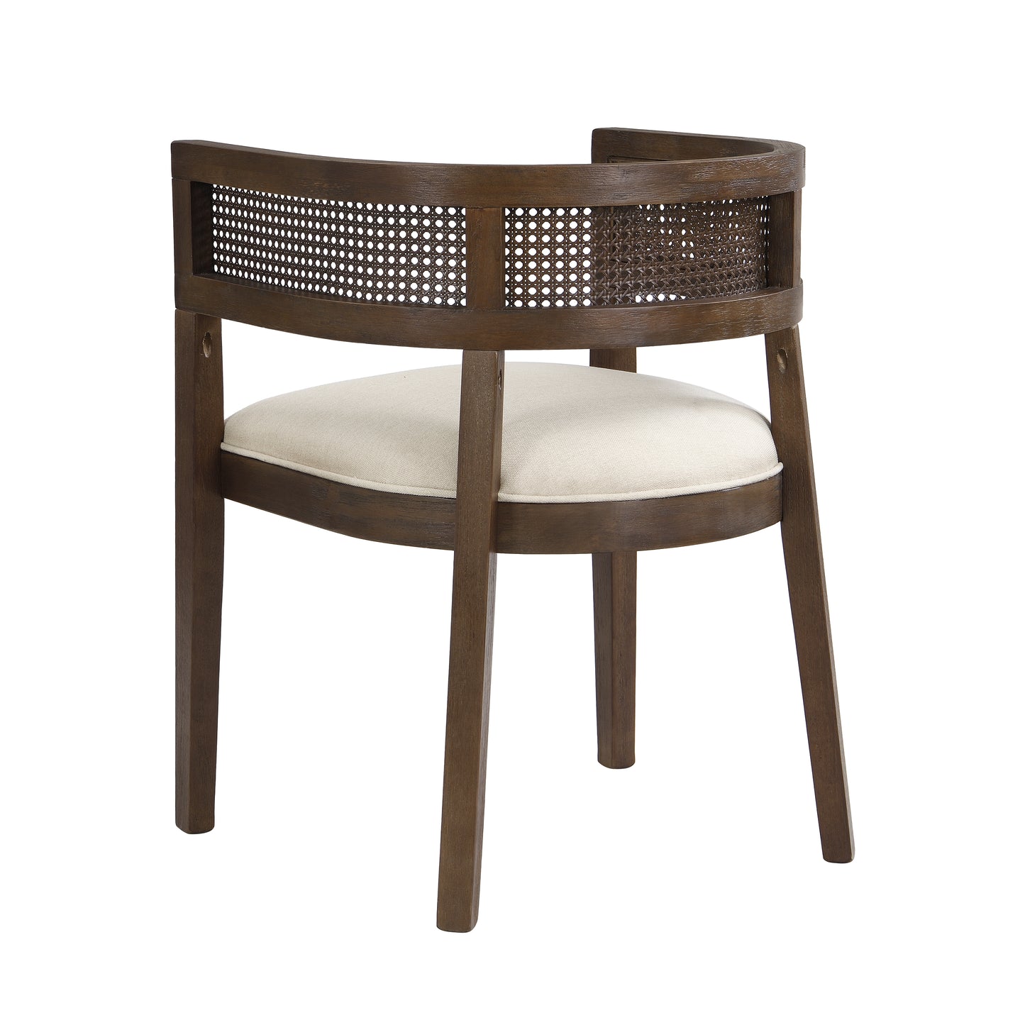 Bastian Dining Chairs with Rattan Backrest, Upholstered Seat, Set of 2