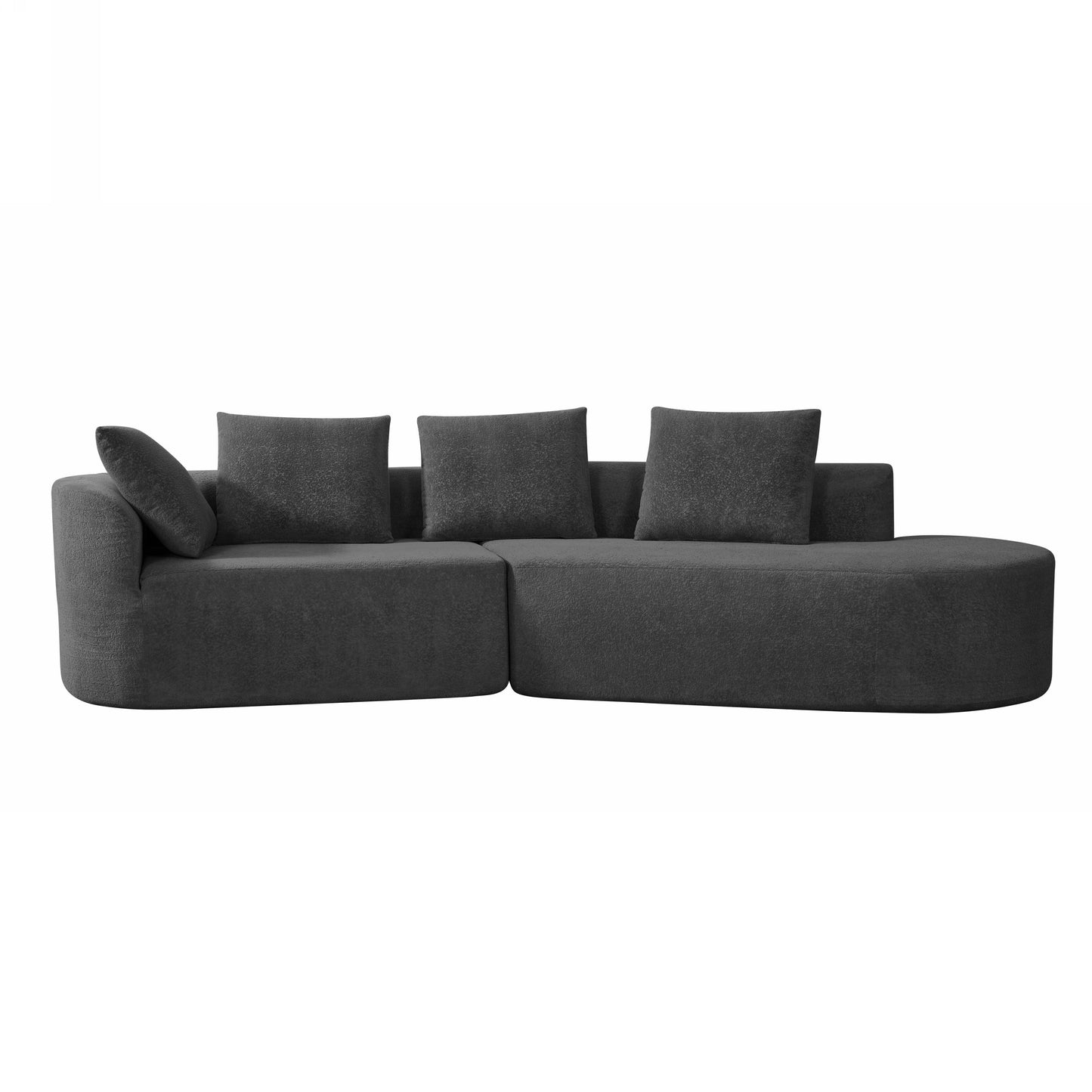 Orellar 116" Modern Curved Sectional Sofa with High-Density Fully Compressed Sponge and Chaise Lounge, Pearl Upholstery