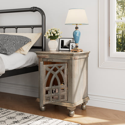 Hearthlyn Antique Grey Wood Nightstand